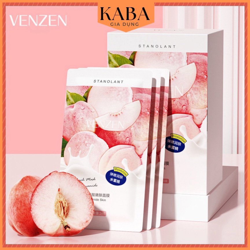 Mặt nạ ngủ VENZEN chiết xuất quả đào protein dưỡng ẩm se khít lỗ chân lông không cần rửa KABA