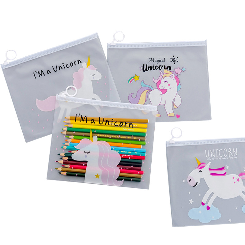 Túi zip Unicorn hoạt hình đựng bút chì mỹ phẩm du lịch
