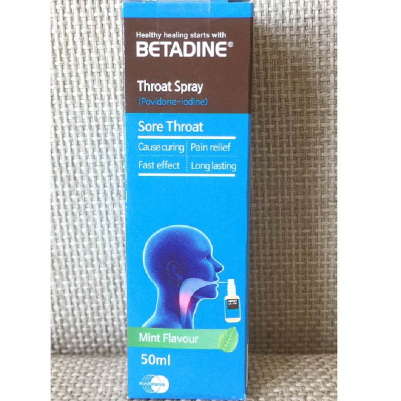 [ Hàng Chuẩn ] Xịt Cổ Họng Khoang Miệng Betadine Throat Spray Hàn Quốc, Lọ 50ml, Hương Bạc Hà Thơm Mát, Giảm Đau Họng