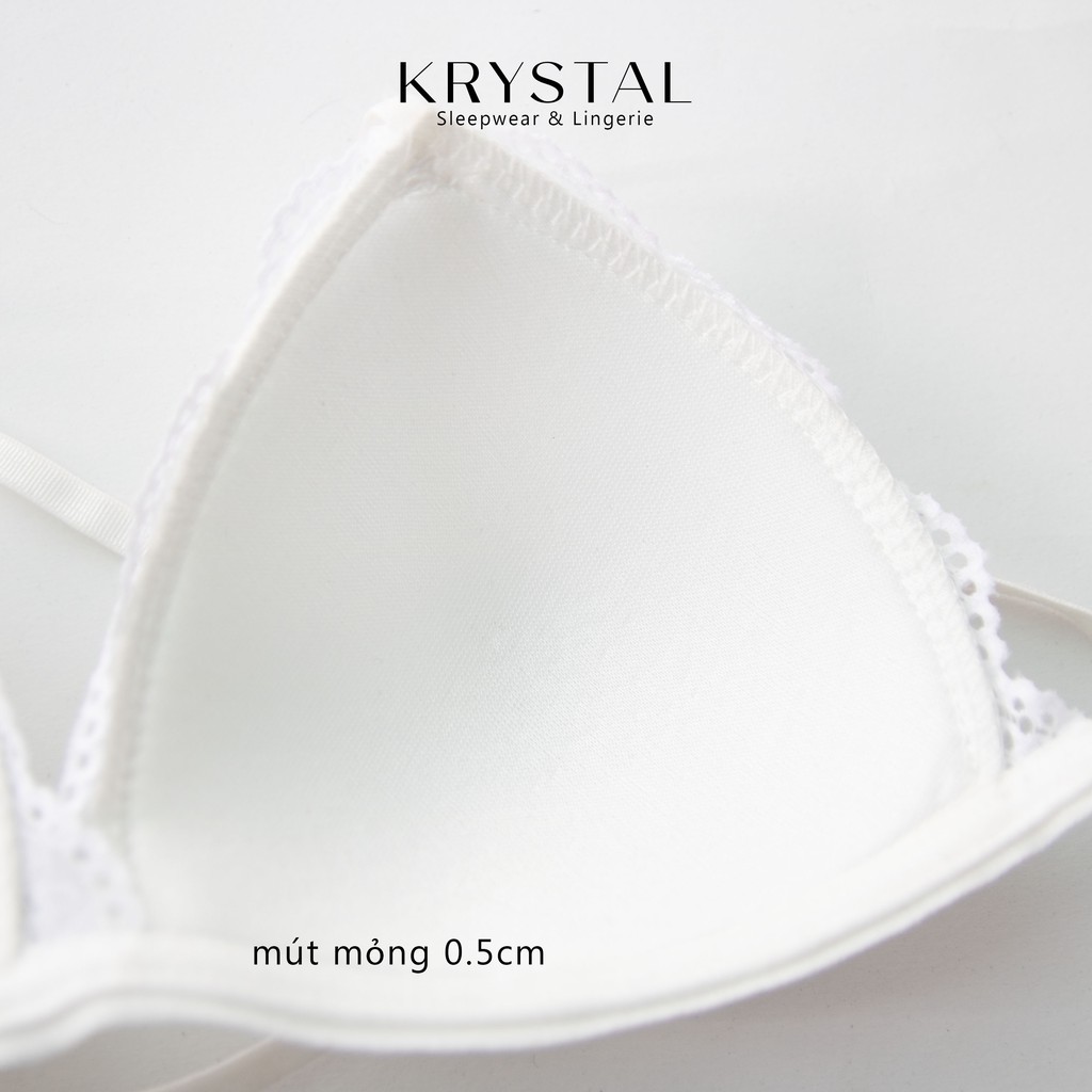 [ẩn] Bộ Đồ Lót Nữ Sexy Màu Trắng Gồm Áo Có Mút Mỏng Và Chữ Y Gợi Cảm KRYSTAL A001F11-Q000F01