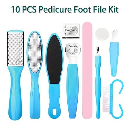 Chà Gót Chân, Bộ 10/10 Dụng Cụ Chăm Sóc Bàn Chân Và Tẩy Tế Bào Chết Dành Cho Nam Và Nữ ( kèm hôp nhựa )