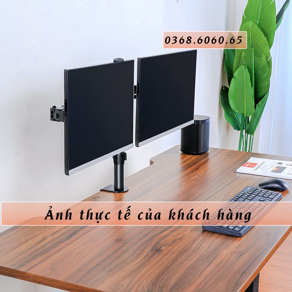 M052 - Giá Treo Hai Màn Hình/ Giá Đỡ Hai Màn Hình máy tính- Kẹp Bàn [Màn hình 17–27inch] [ Rẻ Hơn NB F160 / NB H180 ]