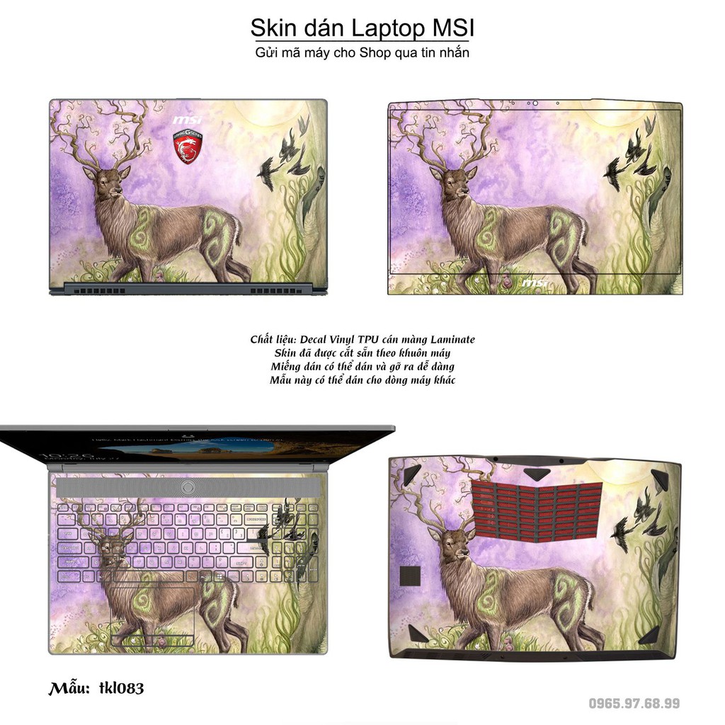 Skin dán Laptop MSI in hình thiết kế nhiều mẫu 8 (inbox mã máy cho Shop)