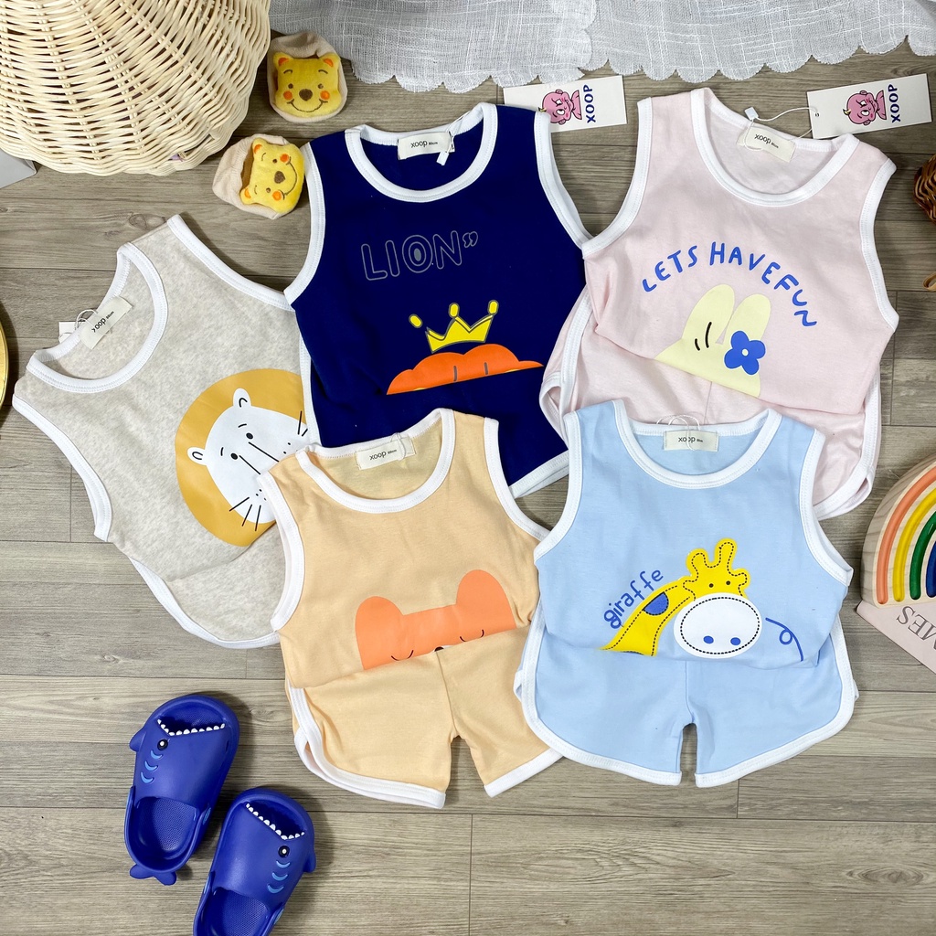 [SALE] Bộ Ba Lỗ Bé Trai Minky Mom Vải Cotton Borip Động Vật Cổ Viền, Áo Thun 3 Lỗ Cho Bé Mặc Hè Thoáng Mát MKM3LO2202