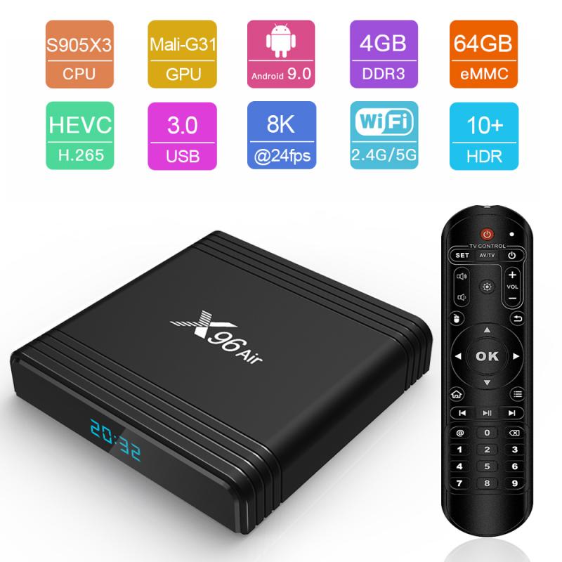 Tv Box X96 Air Android 9.0 Amlogic S905X3 Smart Tv Box 4k Android Box X96Ifi Lõi Tứ 2.4g & 5g Wifi Bt4.1 H.265 64 / 32gb