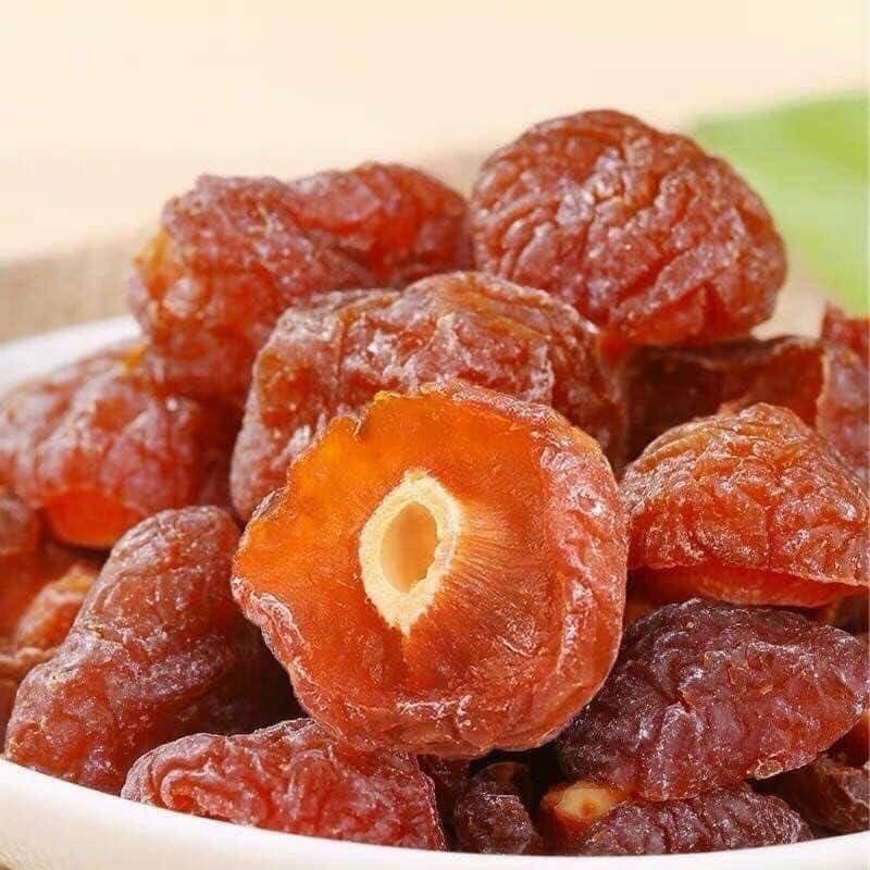 Ô mai đào nâu bổ đôi sấy dẻo hộp 500g.