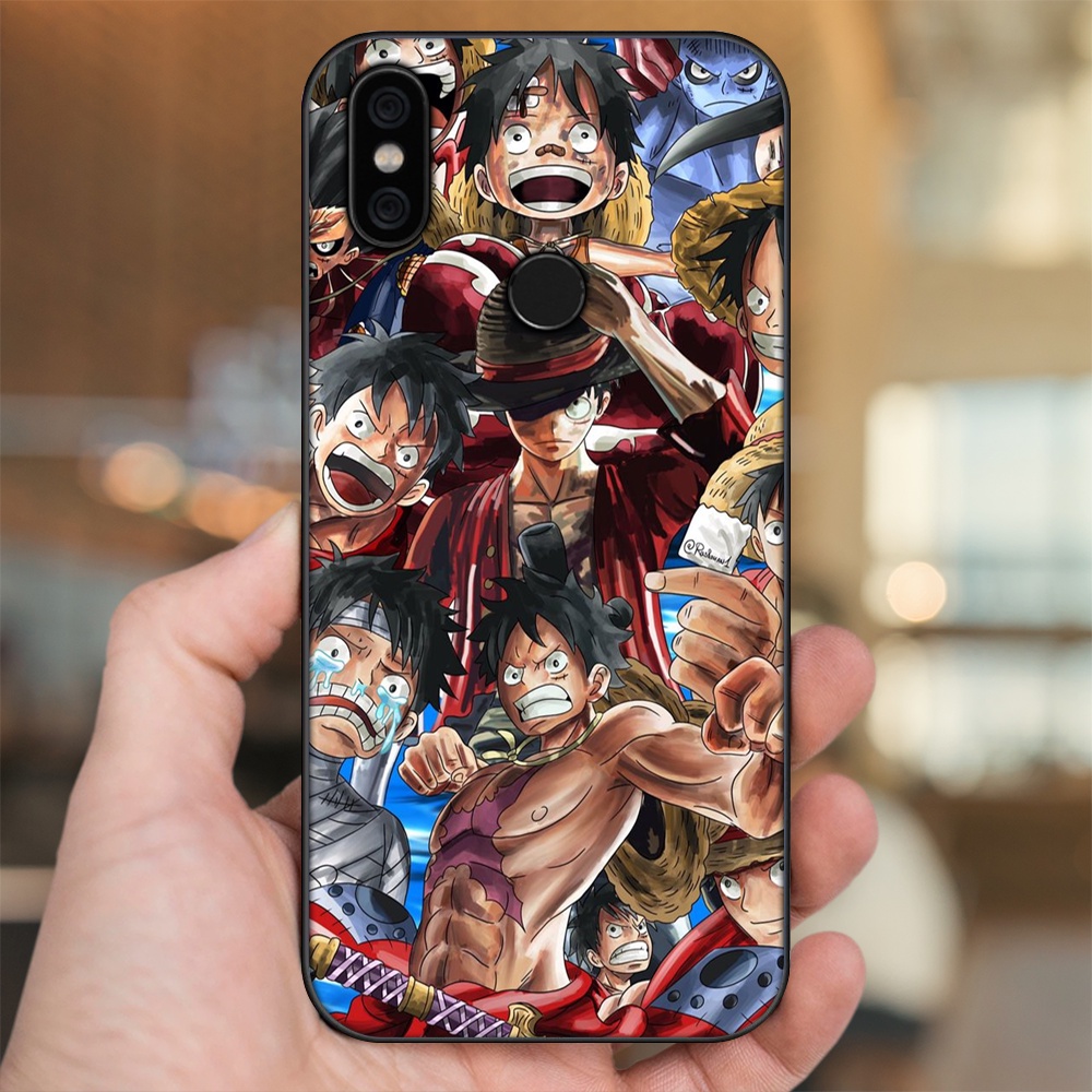 Ốp lưng Xiaomi Mi A2, Redmi 6X viền đen in hình Luffy One Piece
