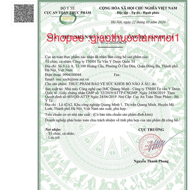 Bổ Não Á Âu - Hỗ trợ tăng cường tuần hoàn máu não, giảm căng thẳng, mệt mỏi -20v [CHÍNH HÃNG]