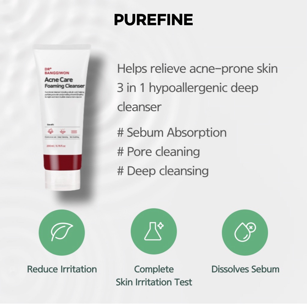 Sữa rửa mặt chuyên sâu dành cho da dầu mụn Acne Care Foaming Cleanser Dr.Banggiwon 200ml