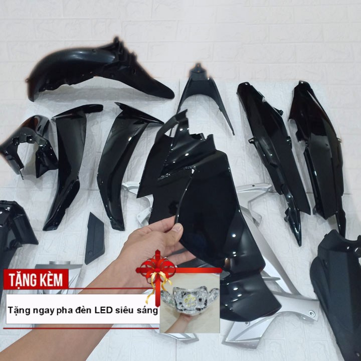 Bộ dàn áo Màu Đen Loại Phanh Đĩa cho xe SIRIUS đời 2005 đến 2018 -TẶNG PHA ĐÈN BÓNG LED CỰC SÁNG