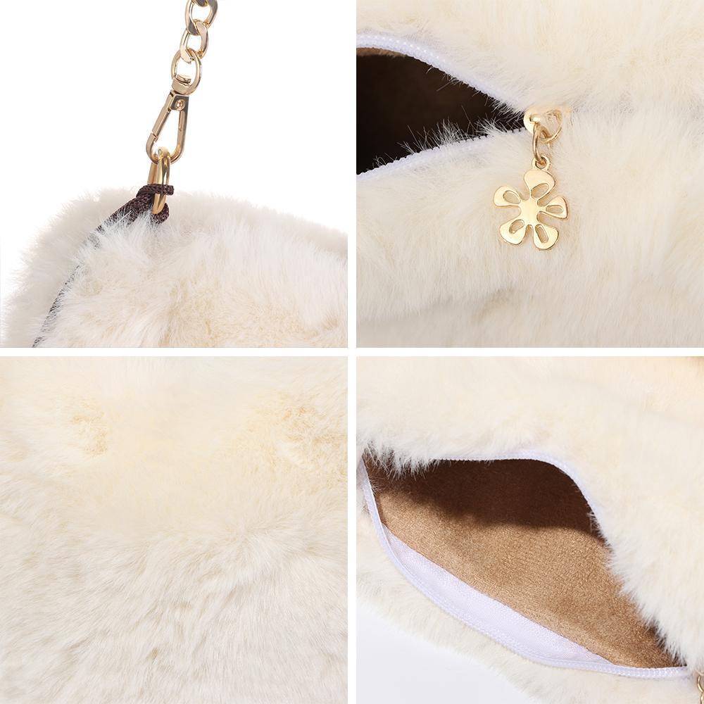 Túi Đeo Chéo Phủ Bông Hình Trái Tim Thời Trang Nữ Xinh Xắn