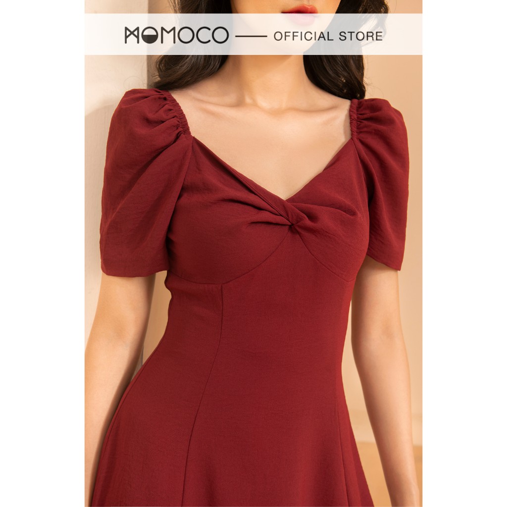 Đầm Thiết Kế Nữ MOMOCO Chất Cát Vặn Nút Ngực Dáng Ôm Xòe Cộc Tay M2805