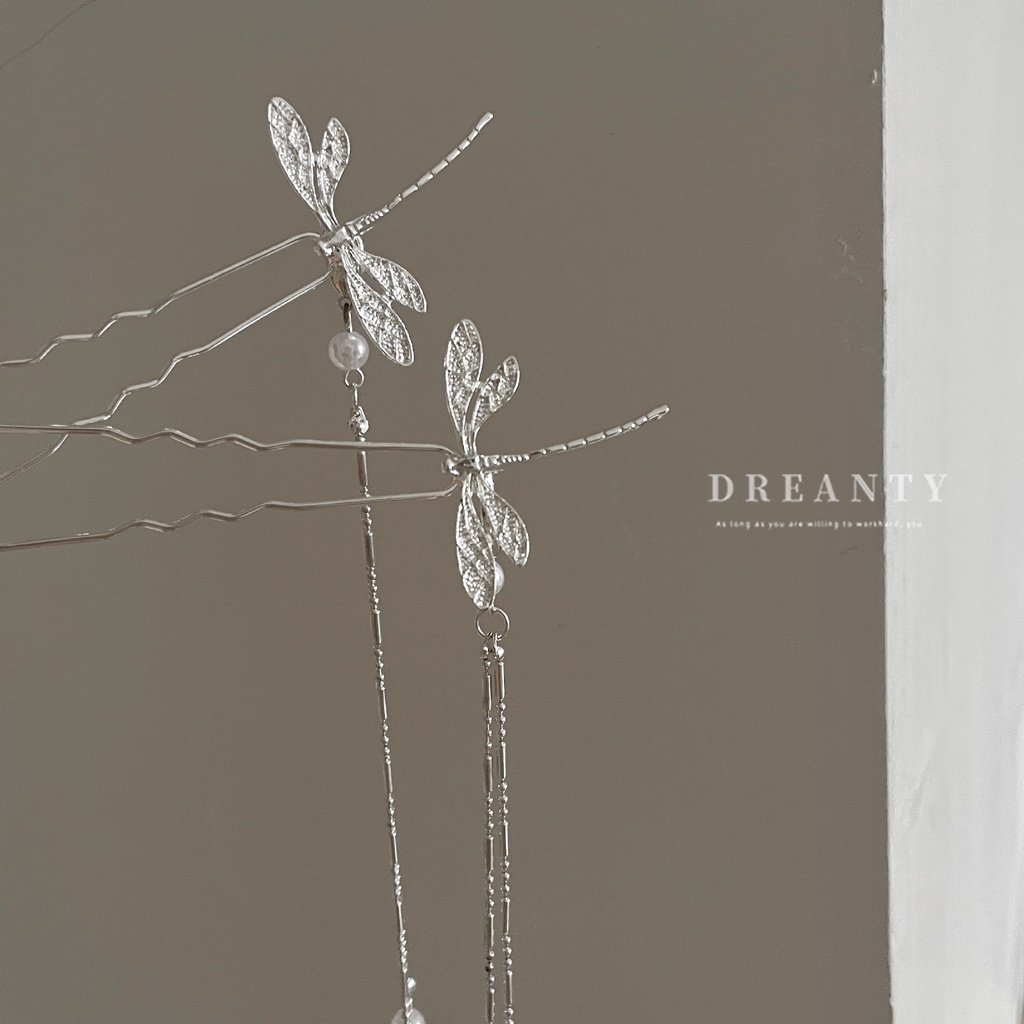 Trâm Cài Tóc Hình Chuồn Chuồn Đính Ngọc Trai Phong Cách Trung Hoa Mới