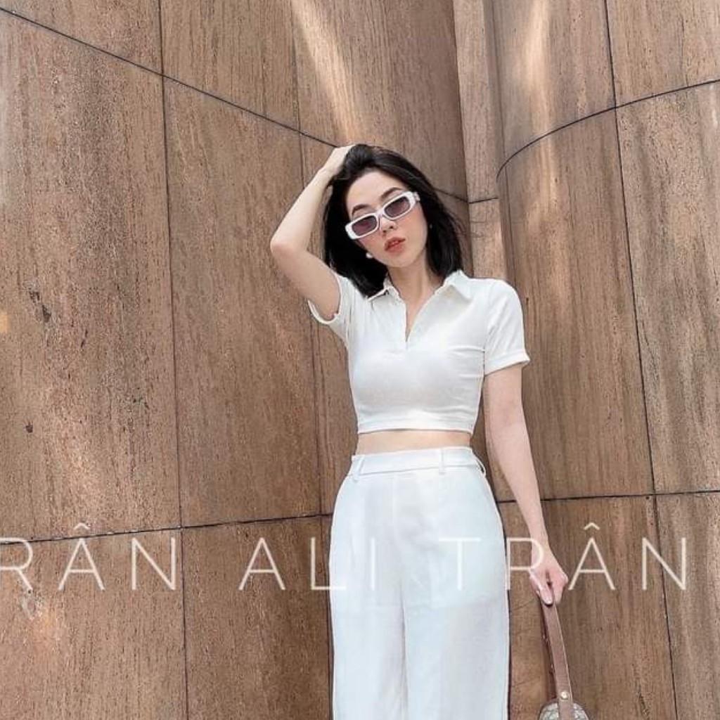 Áo Kiểu Croptop Cổ Trụ _ Chất Borip Dày Dặn Hàng Đẹp _ Ảnh Thật Chụp Sàn