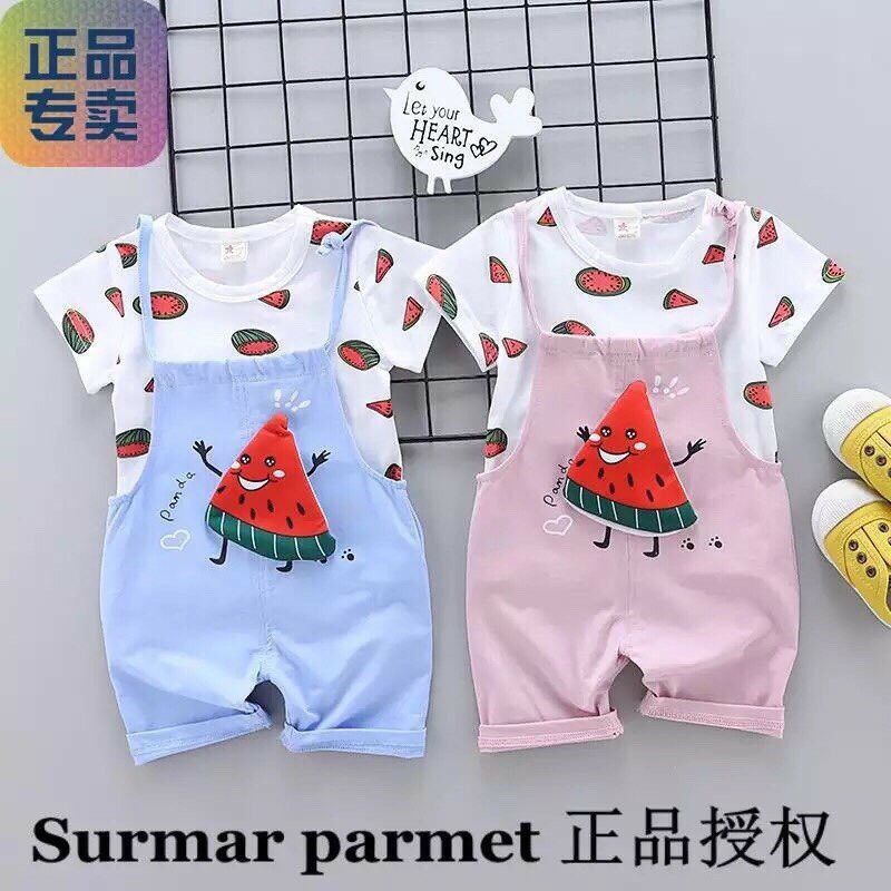 Yếm dưa hấu xinh cho bé kèm áo trong