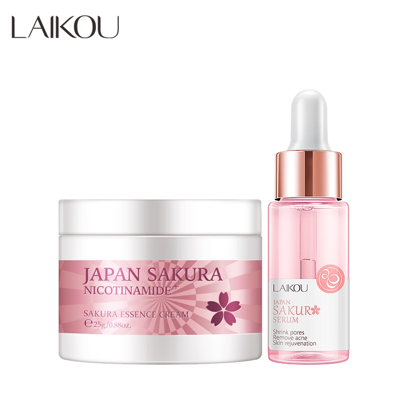  Set 2 Kem Dưỡng Da Laikou Cao Cấp 25g + Serum Làm Sáng Da Với Chiết Xuất Hoa Anh Đào 17ml