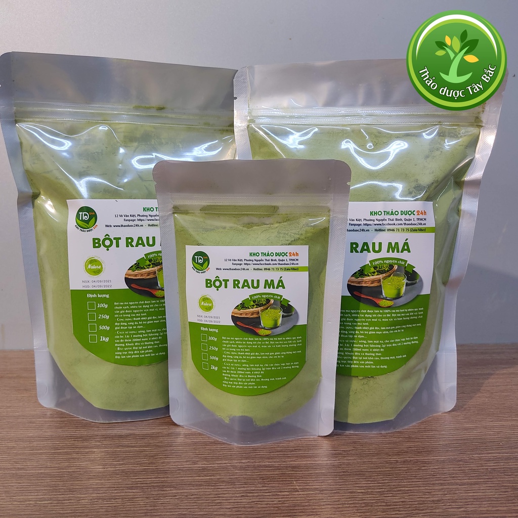 Bột rau má sấy lạnh nguyên chất 100%, tách gân, siêu mịn, làm đẹp da, detox cơ thể, thanh nhiệt, tốt tiêu hóa [250 gr]