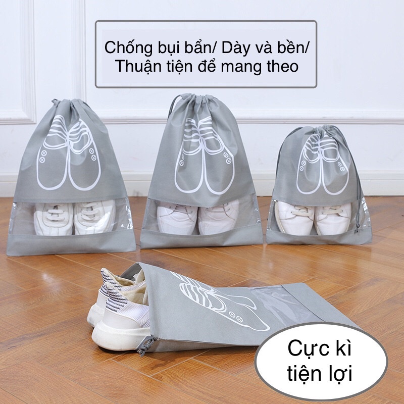 Túi Đựng Giày Đi Du Lịch Dây Rút Tiện Dụng Chống Bụi Chống Nước Vải Không Dệt Thể Thao