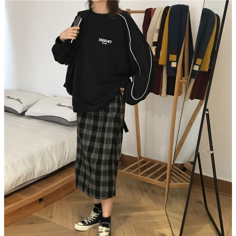 Áo sweater nỉ bông nam nữ HIGH SỌC TAY lót nỉ TRUDINT Unisex form rộng kiểu dáng Ulzzang hai màu trắng đen | BigBuy360 - bigbuy360.vn