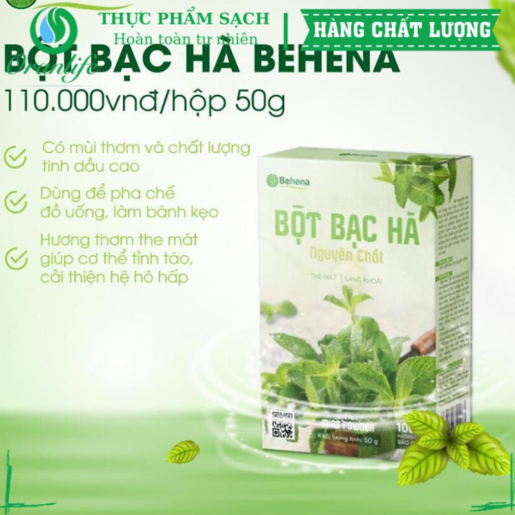 [Freeship] Bột bạc hà nguyên chất Behena, hôp 50g