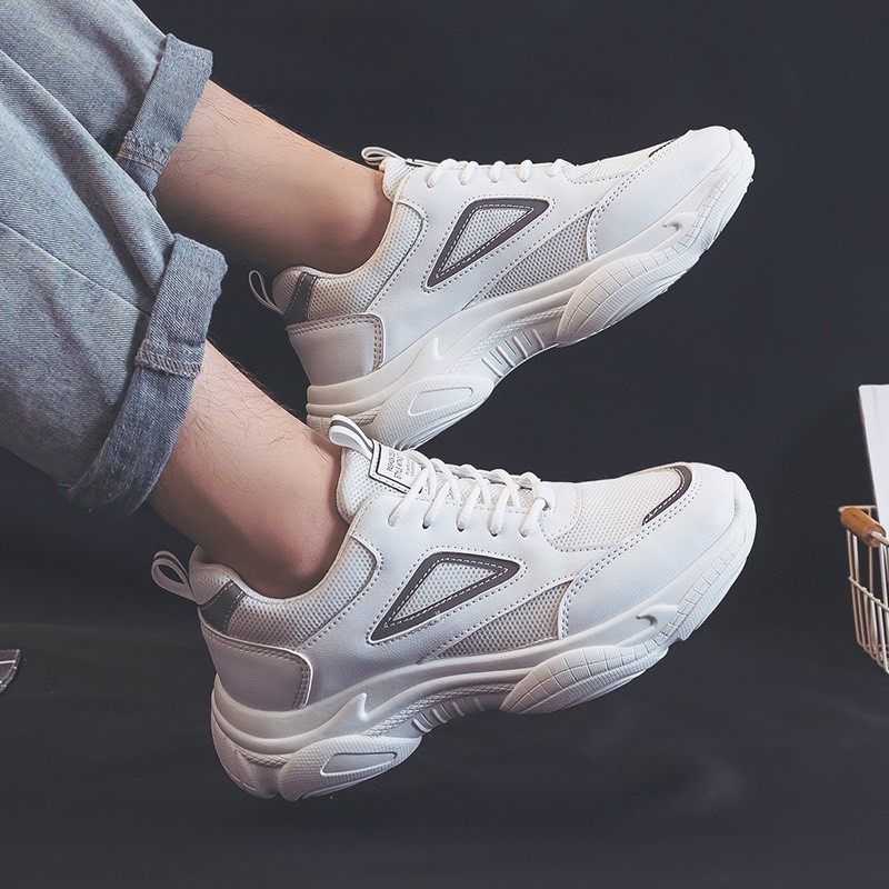 Giày sneaker phản quang nam kiểu dáng thể thao độn đế cao su vải da kết hợp hot 2020 BOM-GN-029