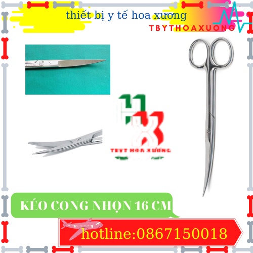 [Hàng Cao Cấp] Kéo Y Tế Cong Nhọn 2 Đầu 16cm Pakistan