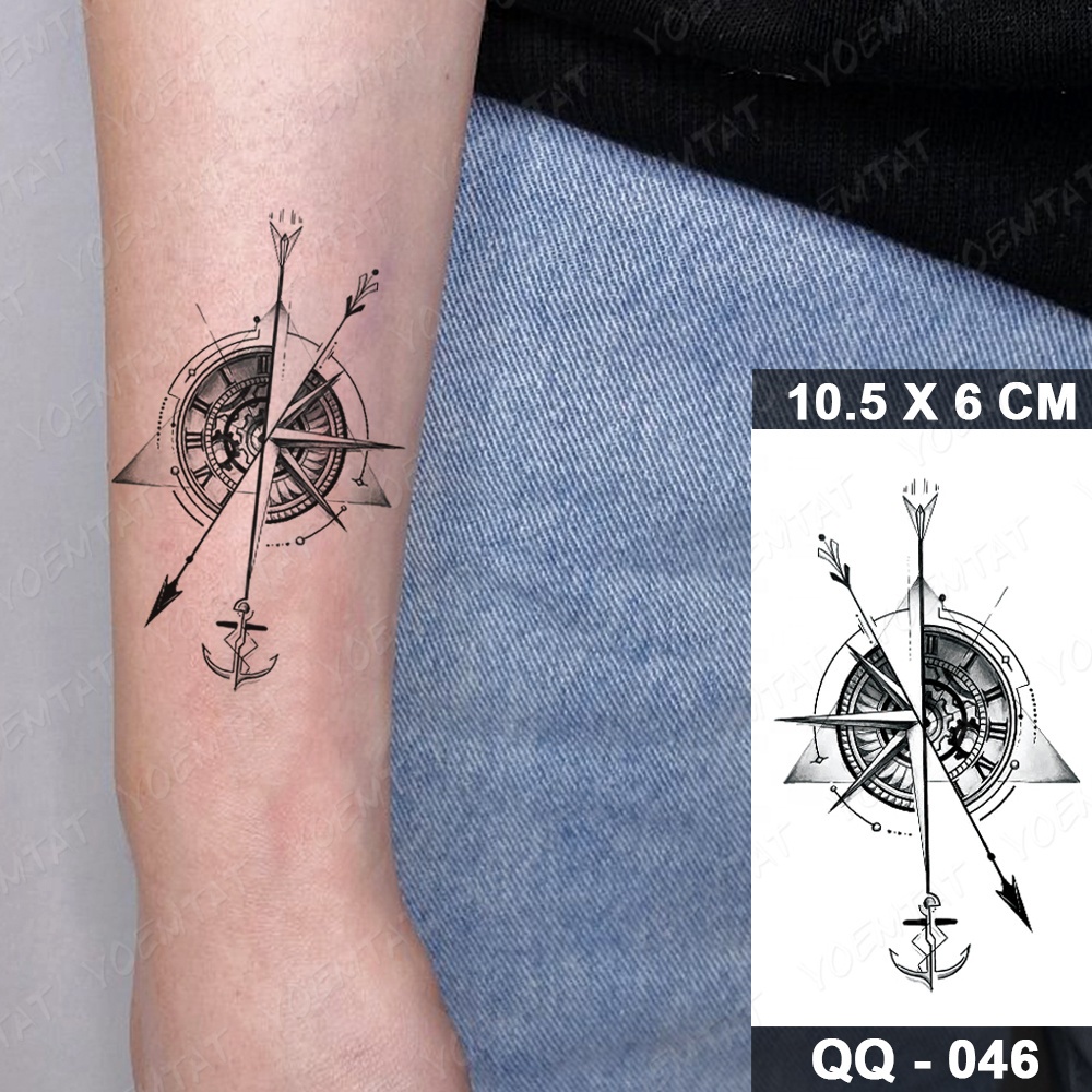 Hình xăm la bàn đi biển k175- miếng dán tatoo tạm thời size &lt;10x6cm