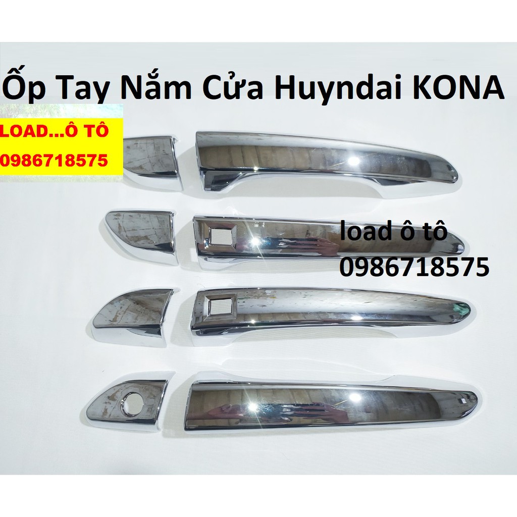 Bộ Ốp Tay Nắm Và Hõm Cửa Xe Huyndai Kona 2018-2020, 2021 Mạ crom Cao Cấp