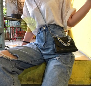 Belt bag ( ẢNH THẬT ) Thắt lưng kèm túi kèm chain