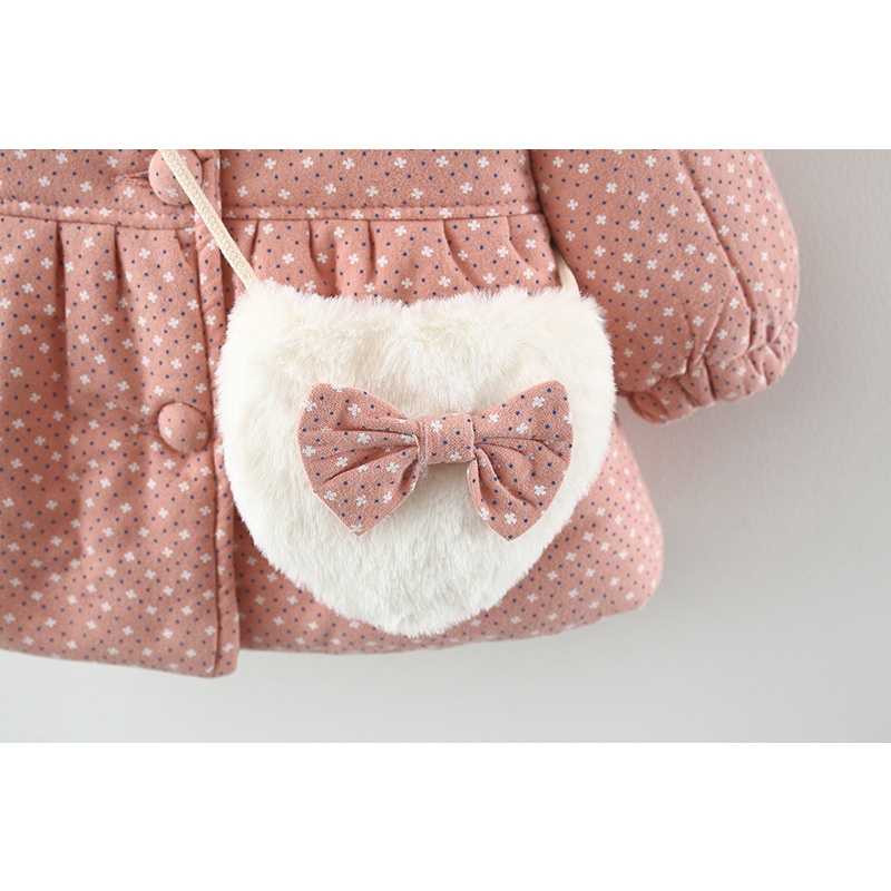 Áo Khoác Mùa Đông Bằng Vải Cotton Hình Tai Thỏ Dễ Thương Có Túi Cho Bé Gái 6 Tháng-3 Tuổi