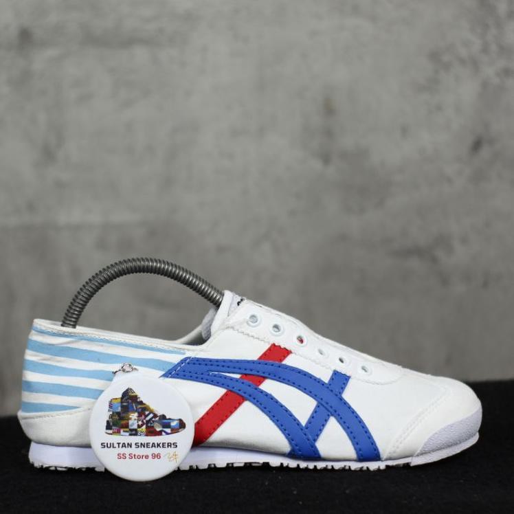 Giày Thể Thao Asics Onitsuka Tiger Paraty Slip On Màu Trắng / Xanh Dương / Đỏ Thời Trang Việt Nam