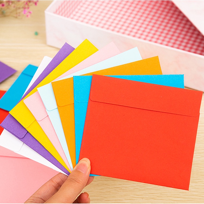 Colorful Gift Envelope Paper Greeting Cards Holder Hand Drawing Paper Handmade Thankyou Card Storage 10.5x9.2cm