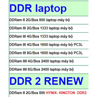 DDRam II 2G/Bus 800 laptop máy bộ
