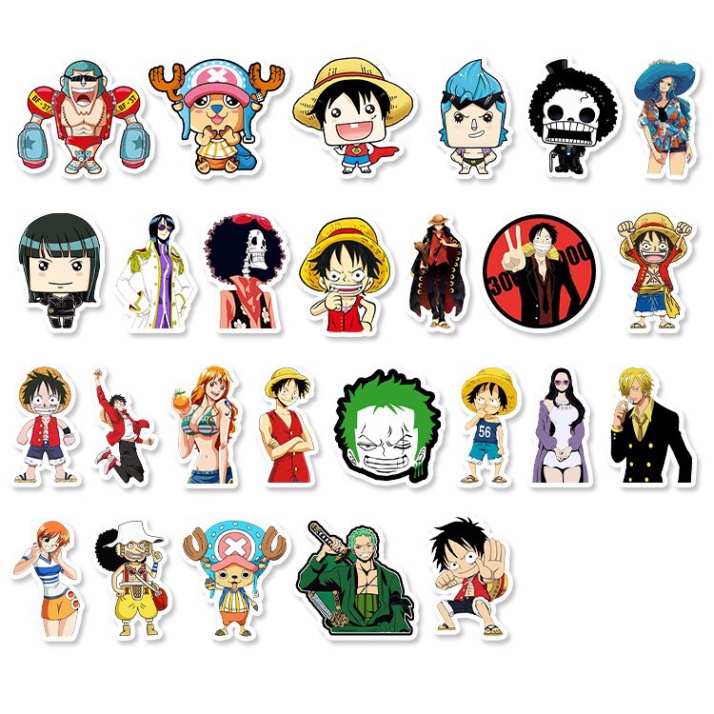 [Set 50 Cái] Sticker One Piece cute dán trang trí laptop, mũ nón bảo hiểm, vali, xe tay ga, ván trượt - MP.011