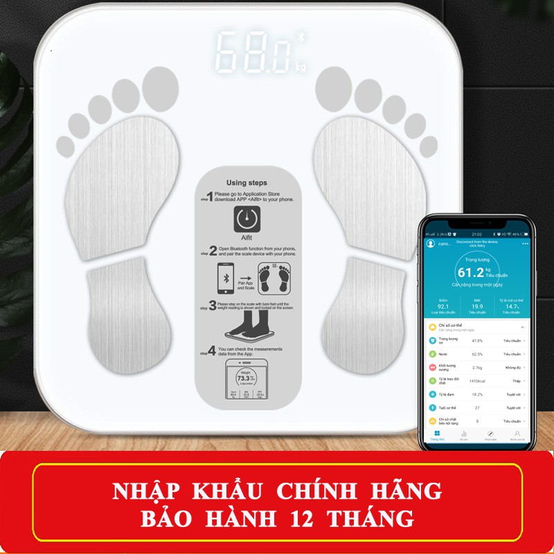 Cân Điện Tử Sức Khỏe Thông Minh Cao Cấp Digital Body Fat Scale 2021 Phân Tích Lượng Mỡ...Sử Dụng App Tiếng Việt