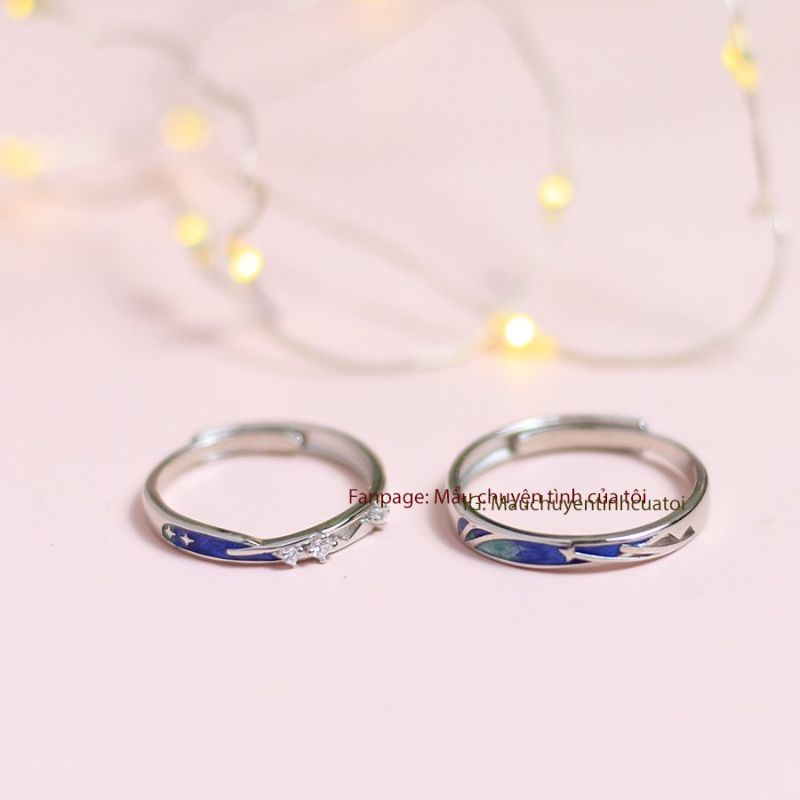 Nhẫn bạc Bling bling- Nhẫn bạc S925 cặp đôi - Tặng hộp nhung và khăn lau bạc  Fullbox - Mẩu chuyện tình của tôi
