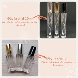Chai vỏ chiết nước hoa dạng xịt, hình trụ 5ml và 10ml - NHỎ GỌN TIỆN DỤNG