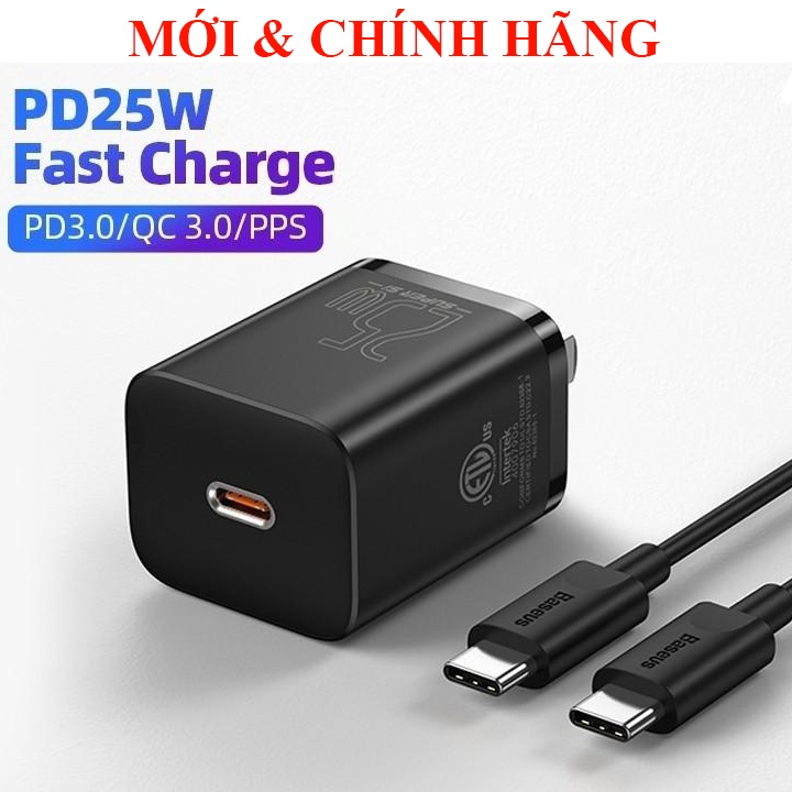 Cốc Sạc Baseus Mini 30W , 25W USB-C Chuẩn Super Si Kèm cáp 1M