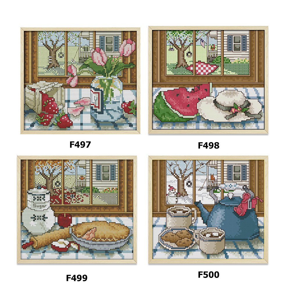Bộ Tranh Thêu Chữ Thập 4 Mùa Hình Phong Cảnh 14ct | BigBuy360 - bigbuy360.vn