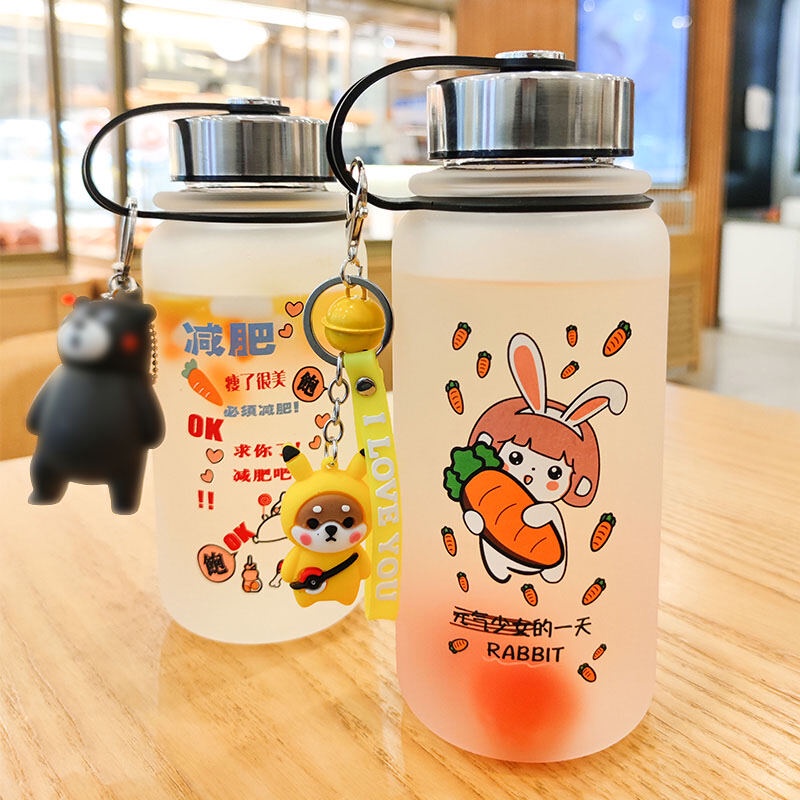 ❀⋮ Xu Hướng Thời Trang Công Suất Lớn Cốc Thủy Tinh Cá Tính Màu Đỏ Trà Bình Nước Di Động Học Sinh Sinh Viên Nam Và Nữ Dai