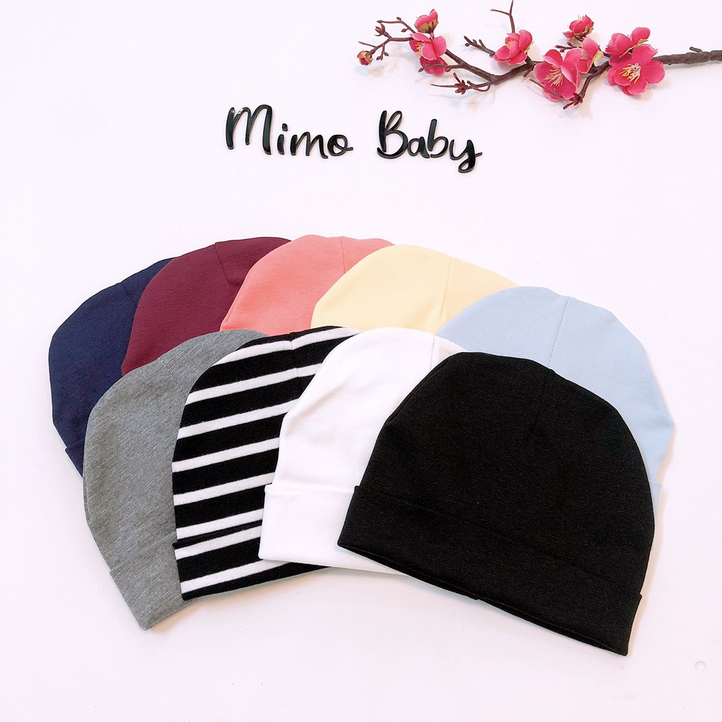 Mũ cotton dệt kim trùm đầu cho bé (3m-2y)