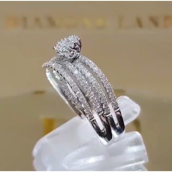 Nhẫn đeo ngón tay đính đá nhân tạo phong cách Âu Mỹ thời trang dành cho cặp đôi