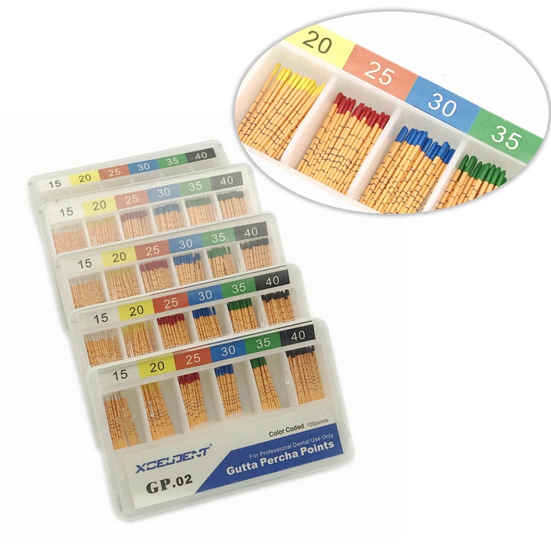 Bộ 120 Côn Guttta Percha dùng để trám răng có vạch chia