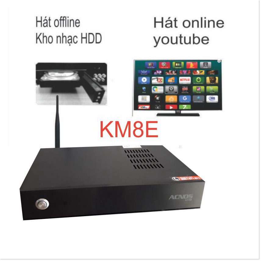 Đầu karaoke wifi Acnos KM8E  Màu sắc: đen,điều khiển trực tiếp qua smartphone.