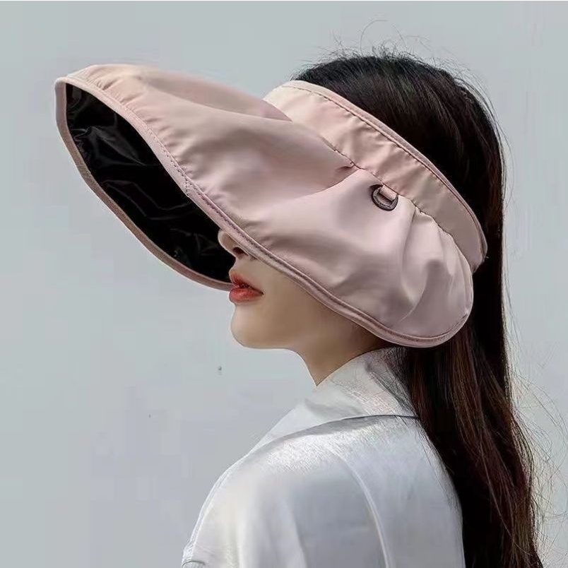 Mũ Chống Nắng Mùa Hè Che Mặt Và Băng Đô Bằng Vinyl Hở Chóp Có Thể Gập Gọn Cho Nữ