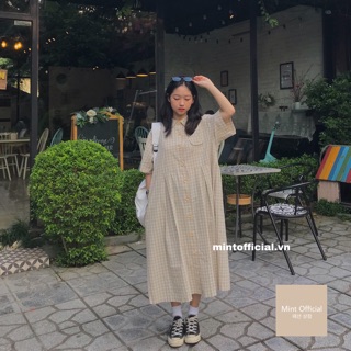 Đầm dài kẻ caro