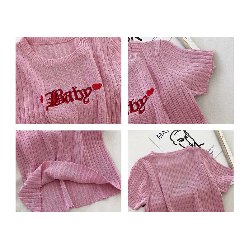 Áo Thun Nữ Tay Ngắn Thêu Chữ Phong Cách Hàn Quốc 2020 | BigBuy360 - bigbuy360.vn