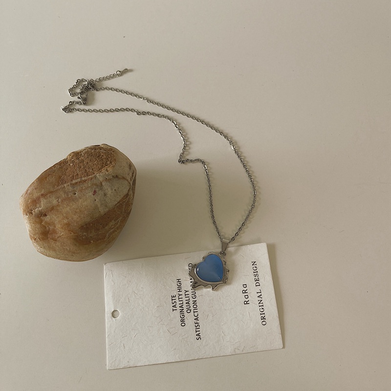 Vòng cổ Mặt Trái Tim Màu Xanh Dương Đơn Giản Thời Trang