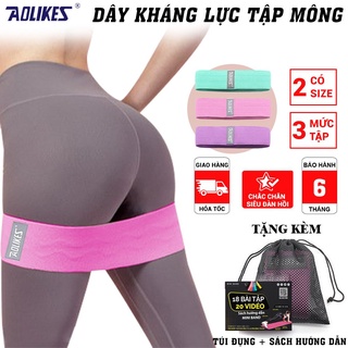 Dây kháng lực mini band tập gym, tập mông, power band đàn hồi vải chính hãng 3 cấp độ Aolikes 3604