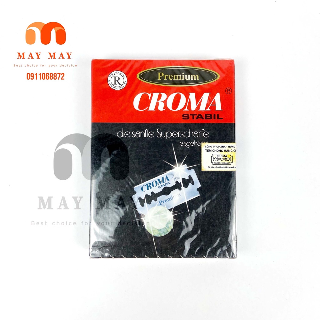 Lưỡi dao lam CROMA hàng chất lượng nhập khẩu của Đức có tem chống giả hộp 200 lưỡi
